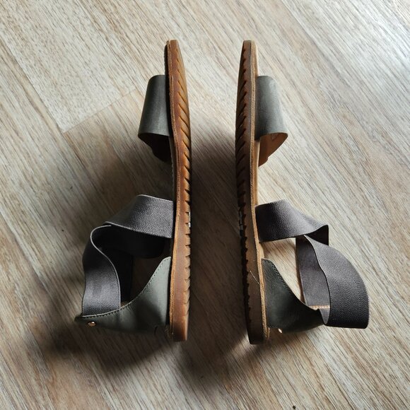 Sorel Ella Leather Gore Stretch Strap Sporty Sandal Comfortable Sage Green - Picture 12 of 14